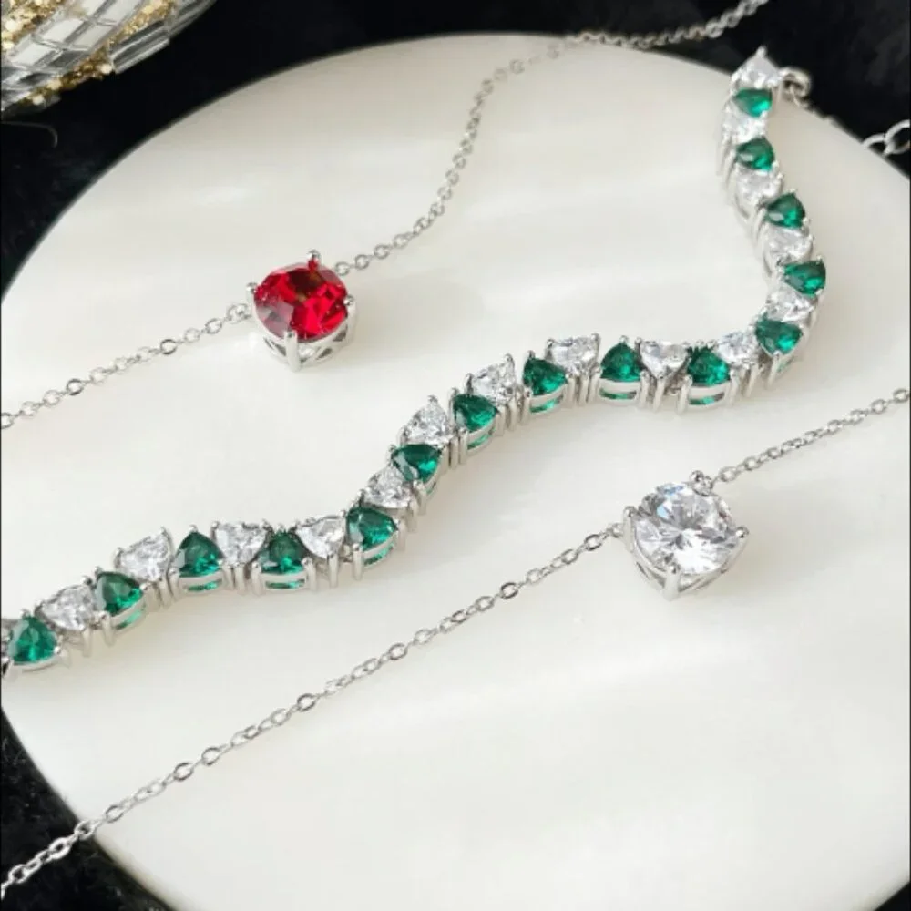 NWT Park Lane Jewelry Festive Impression Tennis Bracelet Green Crystals